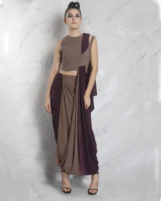 indo western style saree draping