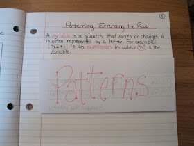photo of patterning math journal entry @ Runde's Room