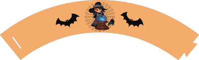 Kit de Brujas Halloween para Imprimir Gratis. Wrappers para cupcakes de Brujas Halloween.