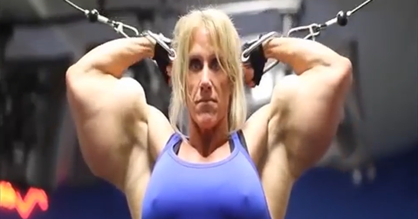 Video Female Bodybuilder Huge Biceps, magnificently muscular...AND ...
