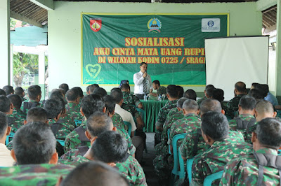 KODIM 0725/SRAGEN IKUTI SOSIALISASI CINTA RUPIAH DARI BRI SRAGEN