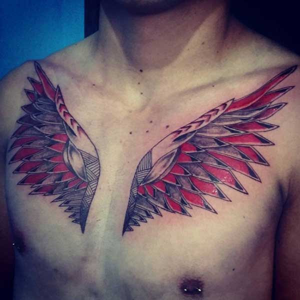 red wing tattoo for chest red wing tattoo for chest