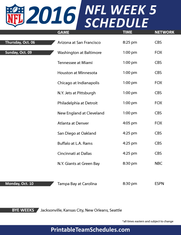 DAR Sports NFL Week 5 Preview