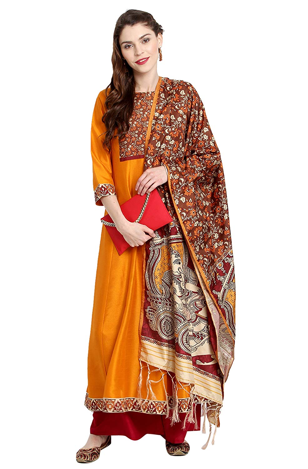 Janasya Women's Poly Silk Anarkali Kurta with Dupatta