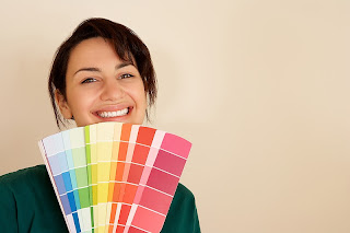 Woman with paint samples