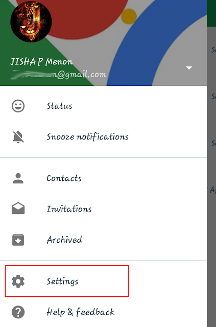 Hangout main menu option Hangout main menu option