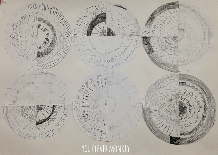 Circle Line Art - exploring different lines and 2D shape in one easy art project. Visit www.youclevermonkey.com for more