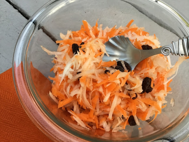 Carrot, raisin, and kohlrabi slaw  at http:www.glutenfreematters.com
