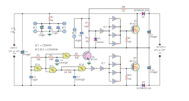 DC Converter DC 12V to 24V 2A Circuit Diagram