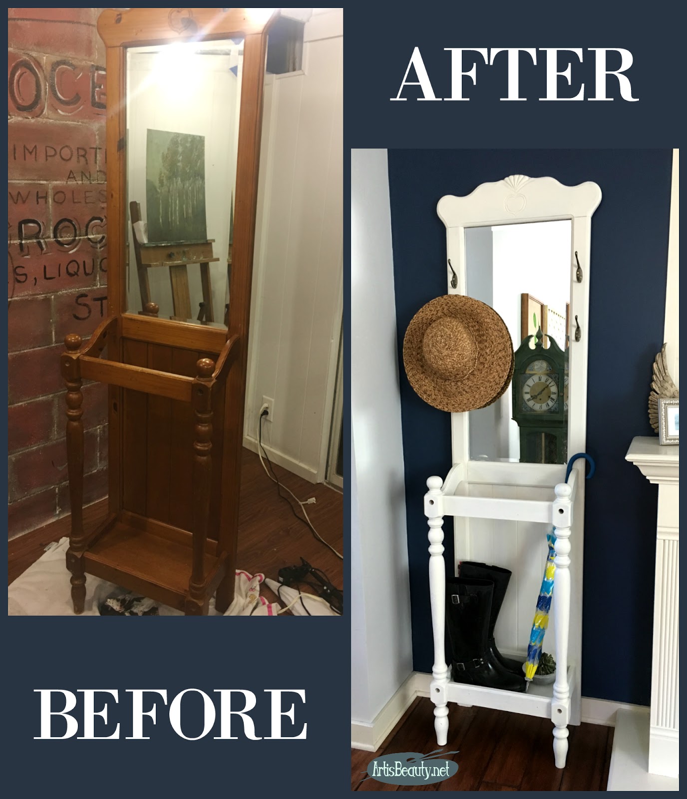 Art Is Beauty Before And After Vintage Umbrella Hall Tree Makover