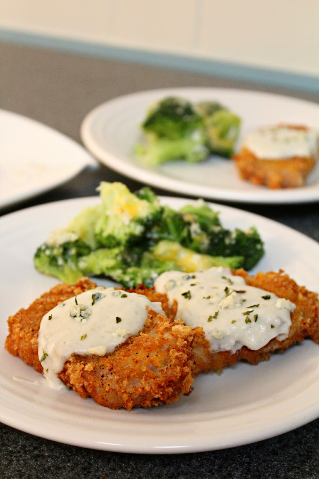 Low Carb BuffaloStyle Fried Pork Chops with Bleu Cheese Sauce