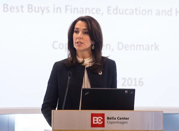Crown Princess Mary opens Women Deliver Conference 2016 at Bella Center in Copenhagen. Crown Prince Frederik, Princess Benedikte of Denmark and Princess Mabel. Princess Mary wore Hugo Boss skirt