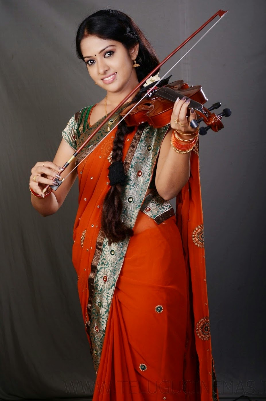 Tv Serial Actress Jyothi In Orange Saree