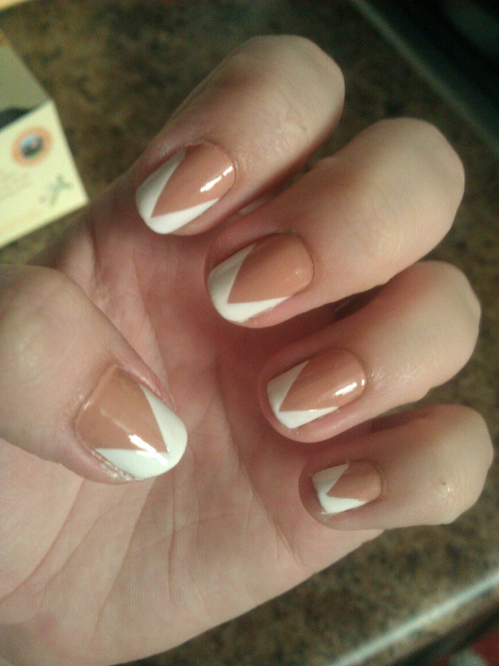 Cut, Glue & Paste Tan/White nails
