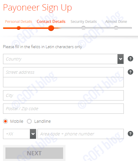 Payoneer India registration procedure