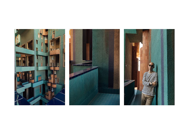 blok apartemen walden7 di barcelona dirancang oleh Ricardo Bofill, koleksi pakaian pria Joseph musim semi musim panas 2019