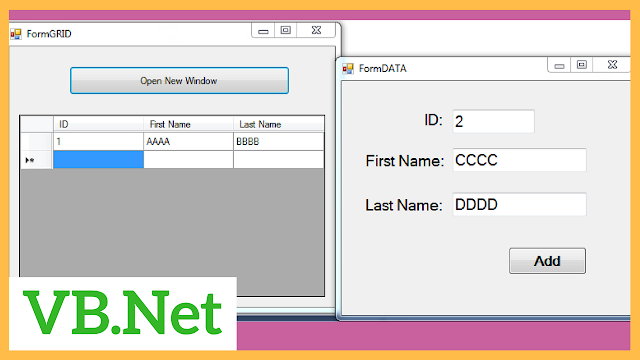 insert rows to datagridview from another form using VB.net