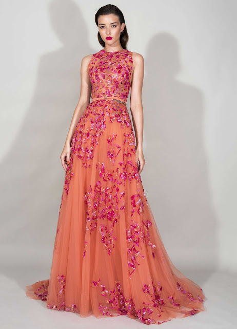 zuhair murad resort collection 2016, born in beirut, ready to wear collection spring summer 2016, flower motifs, pink dresses colors, haute couture, 