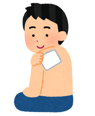 湿布を貼る男性のイラスト