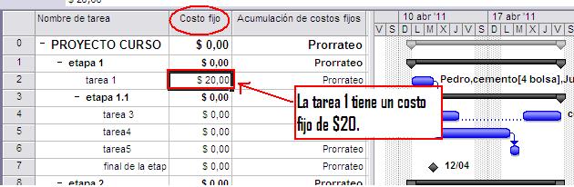 TIPOS DE COSTOS EN MICROSOFT PROJECT