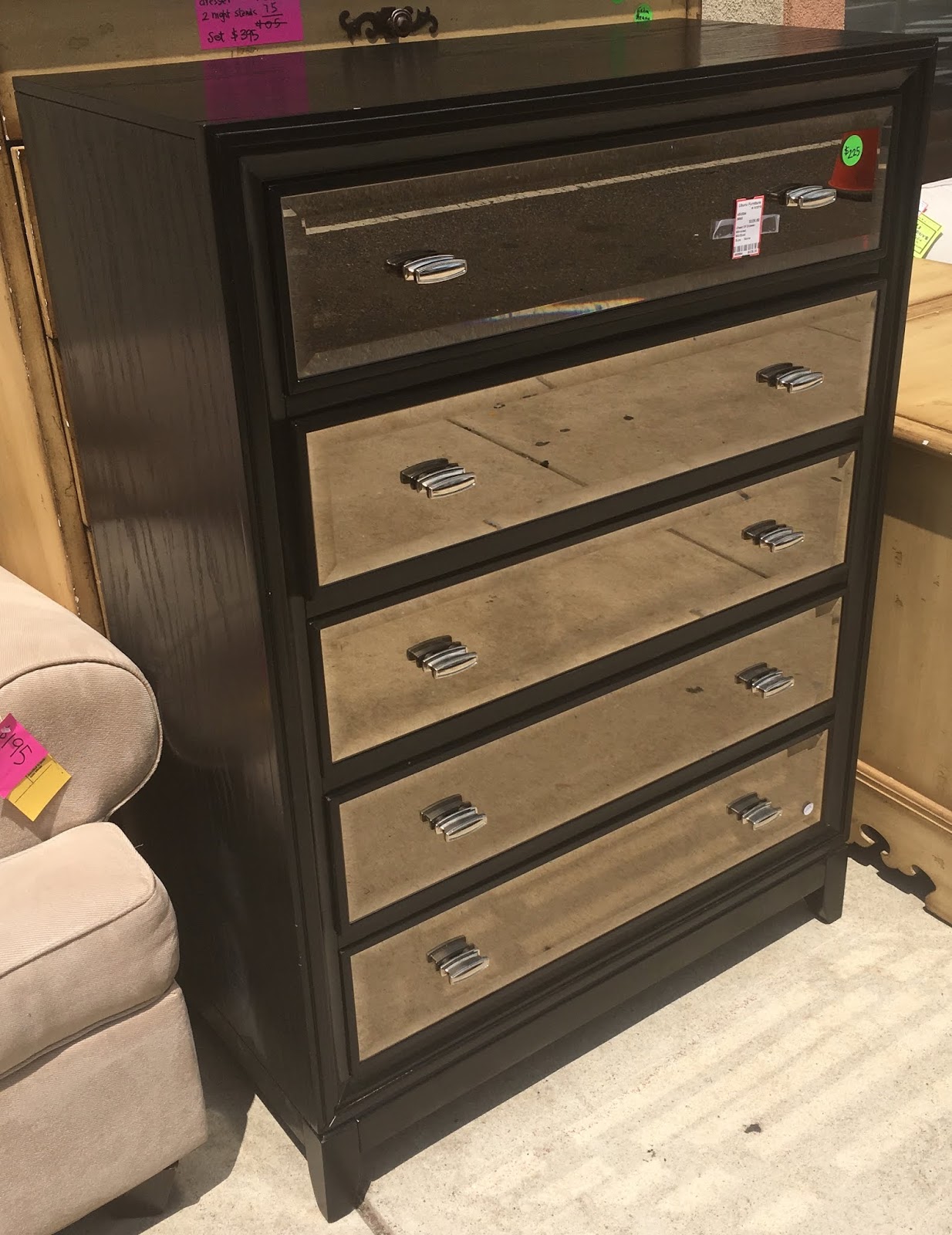 Uhuru Furniture & Collectibles Mirror Front Chest of Drawers 225 SOLD
