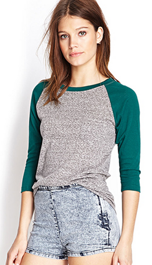 Green and grey baseball style burnout tee from Forever21