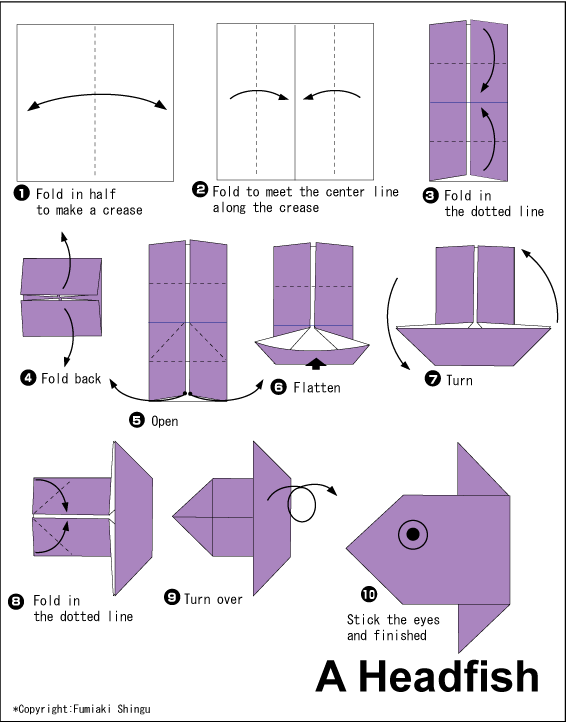 Head fish - Easy Origami instructions For Kids