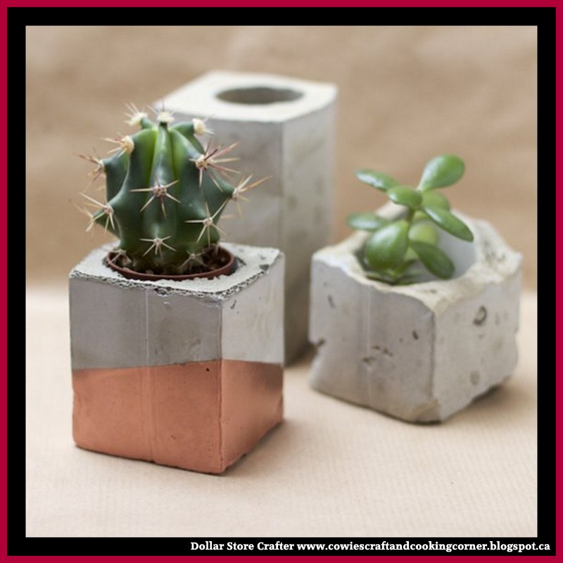 Dollar Store Crafter DIY Spray Painted Concrete Planters