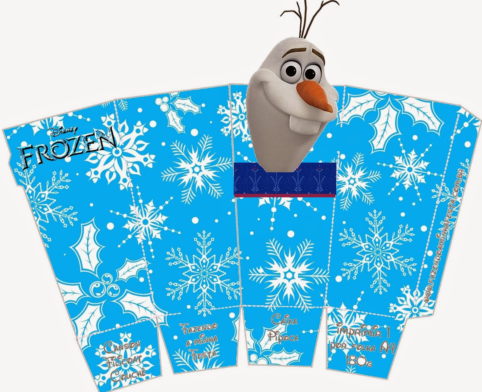 Frozen Olaff Free Printable PopCorn Boxes.