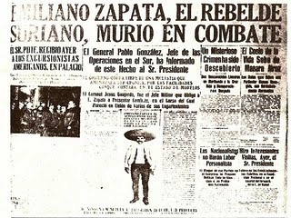 Titulares muerte Emiliano Zapata Titulares muerte Emiliano Zapata