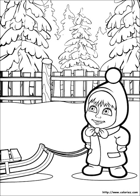 Masha And The Bear Coloring Page Coloring Draw