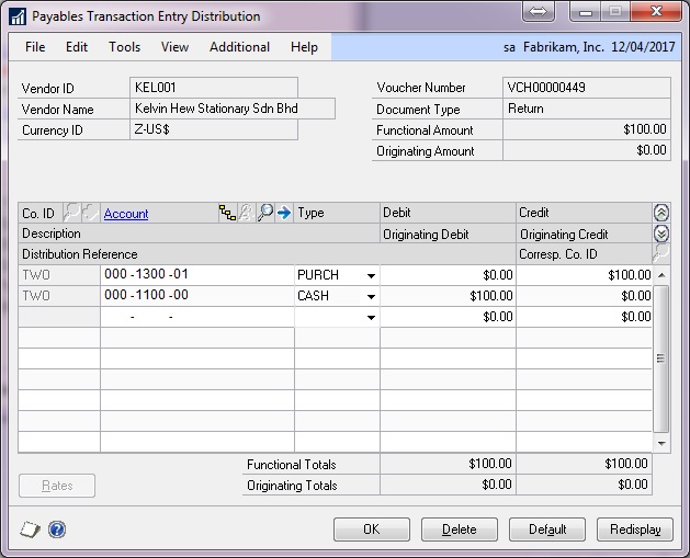 How to Record a Refund from a Vendor in Dynamics GP