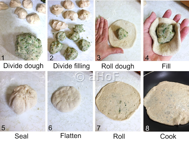 Making parathas, Stuffed Parathas, step by step