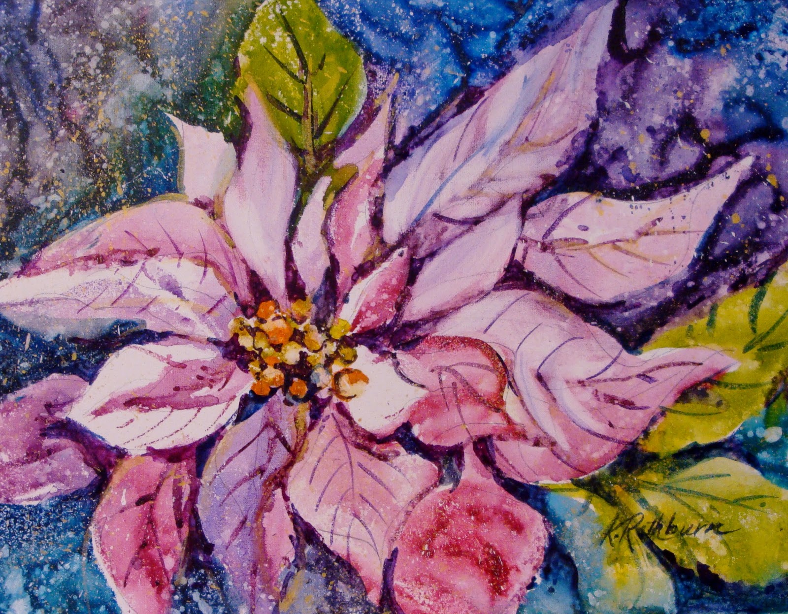 Kathy LosRathburn, watercolorist Christmas Flower