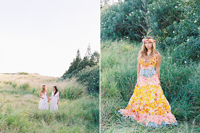 wedding dress decorated by dellables flowers