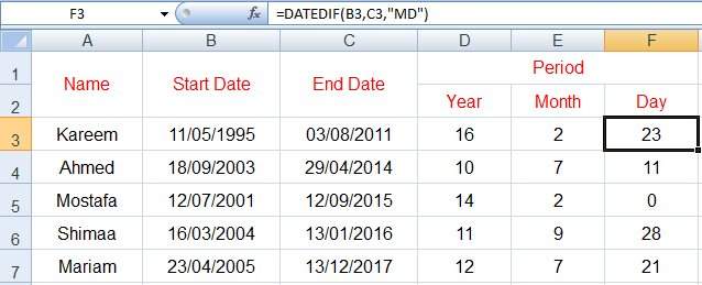 Excelawy حساب الفرق بين تاريخين Excel