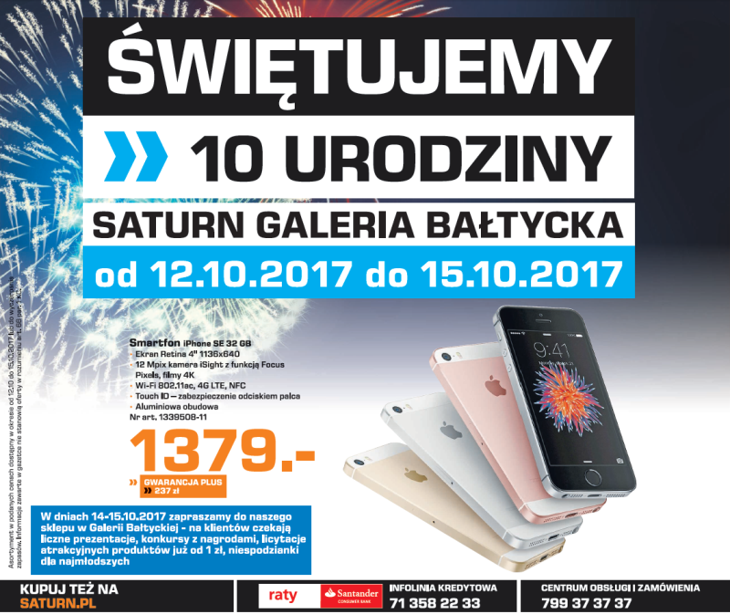 Technologiczne urodziny 10-lecie Saturn Gdańsk Promocje i wyprzedaże