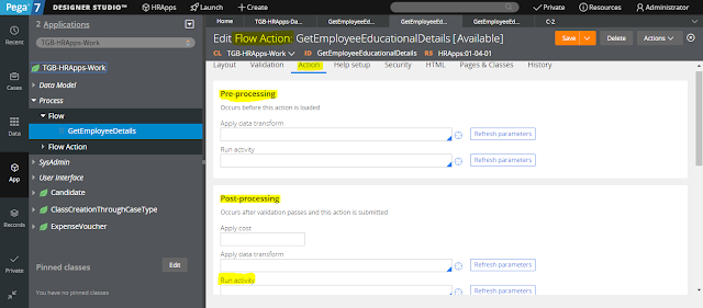 How to add post action activity in pega flow action