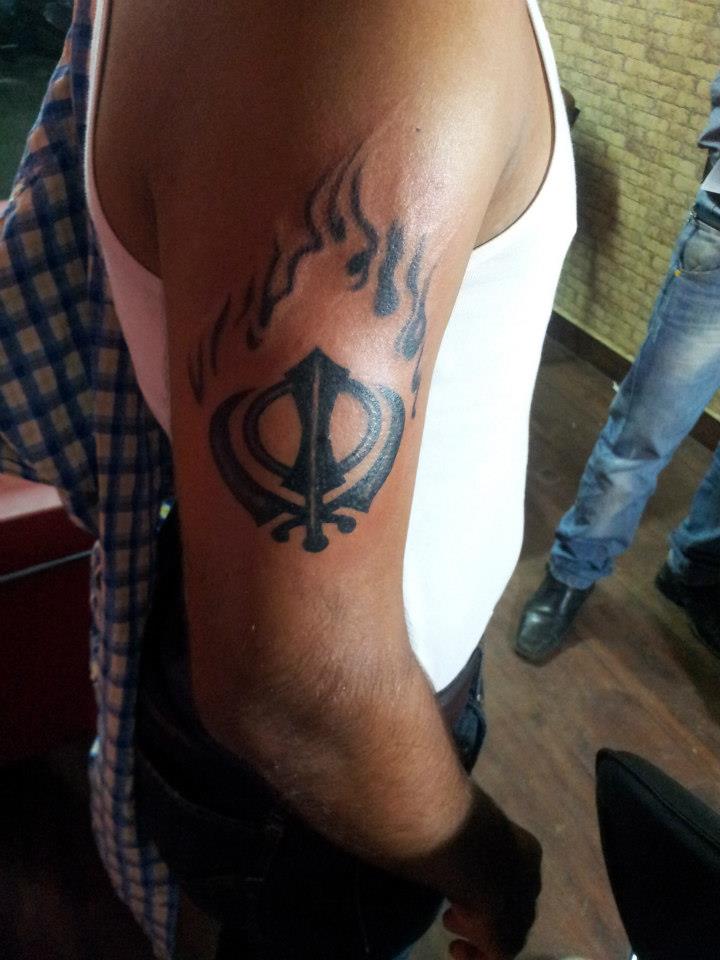 Tattoos Designs, Pictures And Ideas Flaming Khanda Tattoo