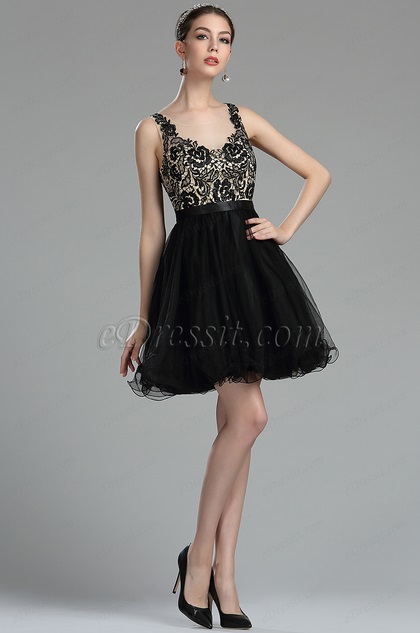  eDressit Black Beaded Floral Cocktail and Party Dress (35170200)