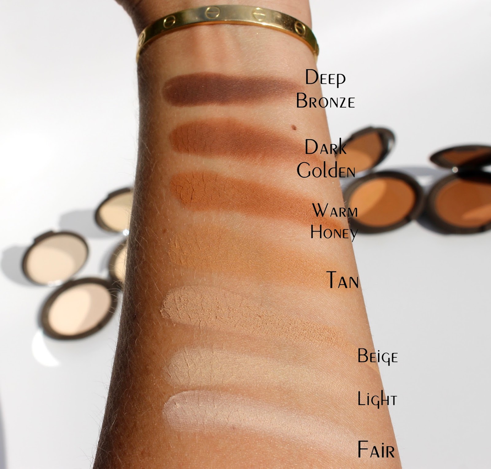 Swatches in direct sunlight. 