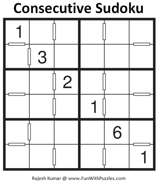 Consecutive Sudoku (Mini Sudoku Series #53) (Kids Sudoku Series #1)