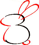 Teknik mudah menggambar kelinci duduk dengan angka 3