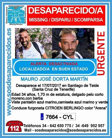Localizado en buen estado Mauro José Dorta, hombre que se encontraba como desaparecido en Santiago del Teide, Tenerife