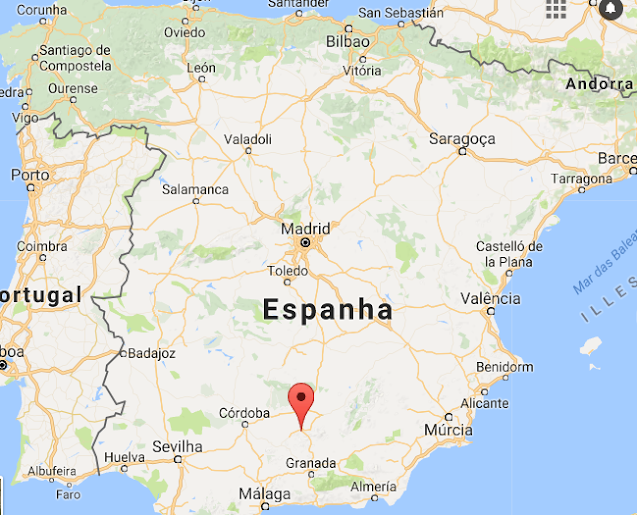 A localização de Jaén na Espanha