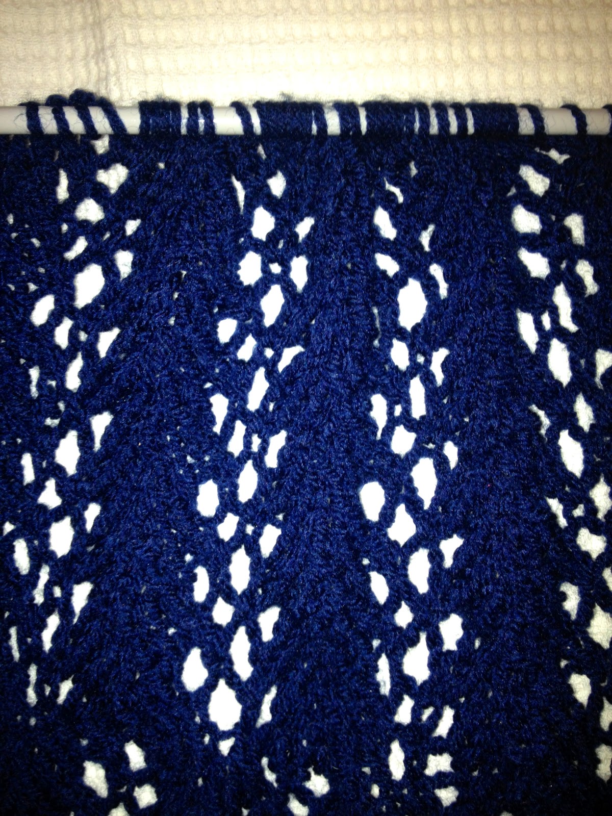 Textual Tension Free Infinity Scarf Knitting Pattern Working on