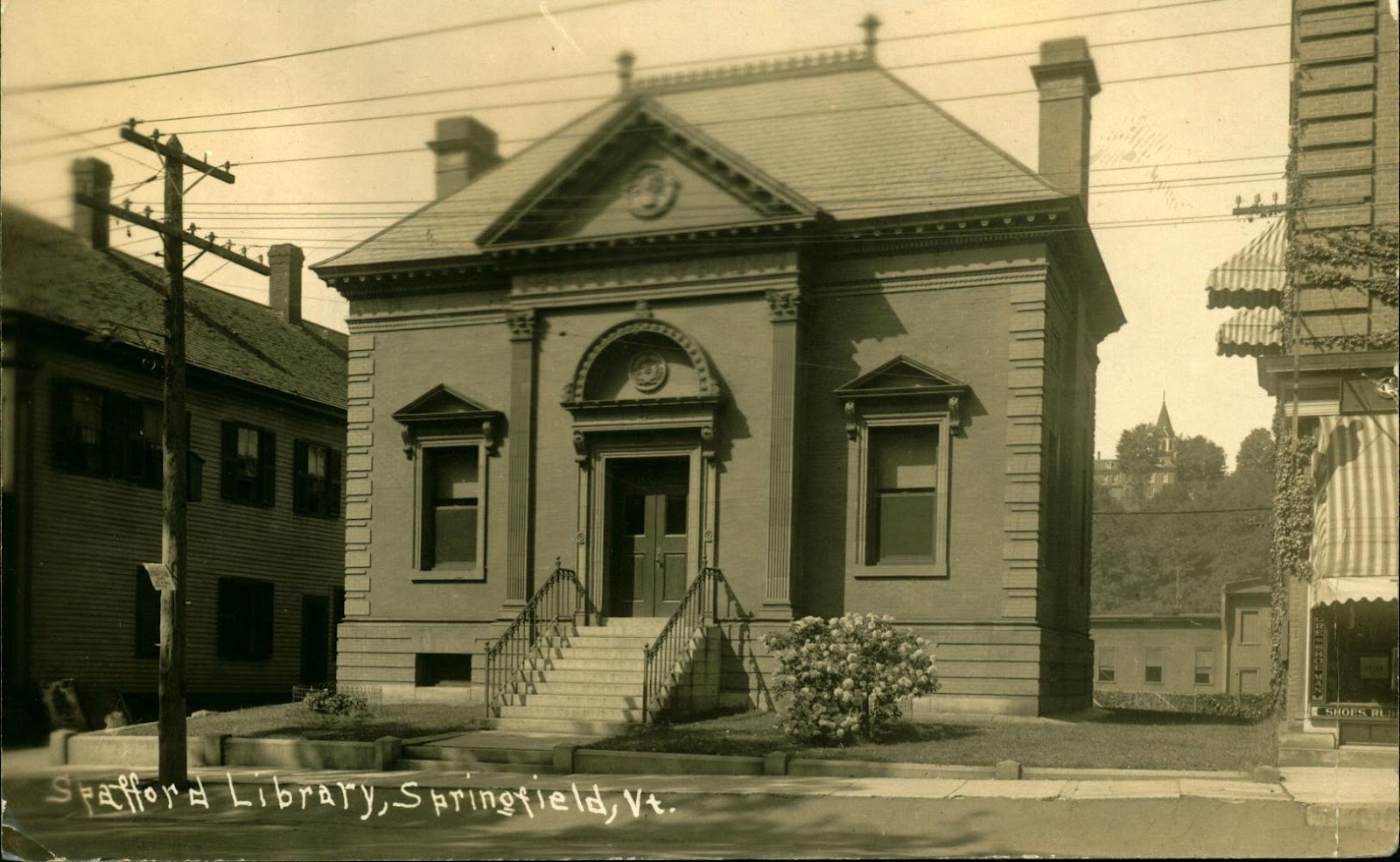 Library Postcards 1907 Spafford Library, Springfield, Vermont
