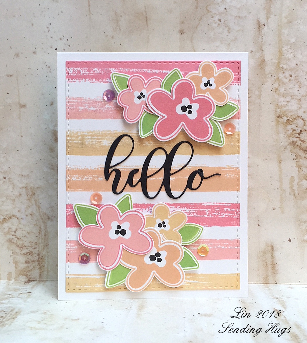 Sending Hugs Flowers & Stripes