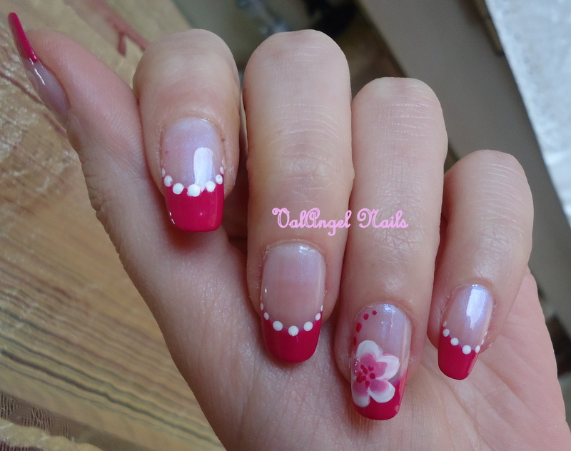ValAngel Nails Art Nail Art "pink flowers one stroke"
