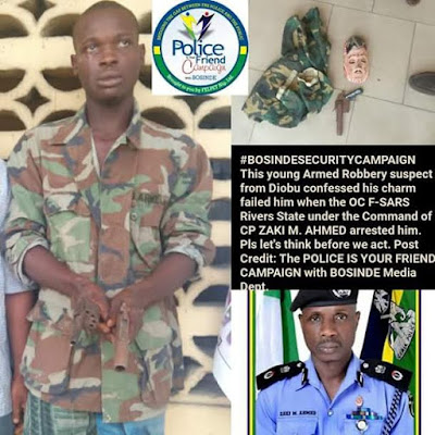 My charms failed me -Suspected armed robber confess after being arrested in Rivers State o - My charms failed me -Suspected armed robber confess after being arrested in Rivers State